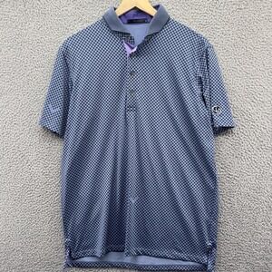 Greyson Polo Shirt Mens Medium Blue Gray Wolf Print Golf Performance Stretch
